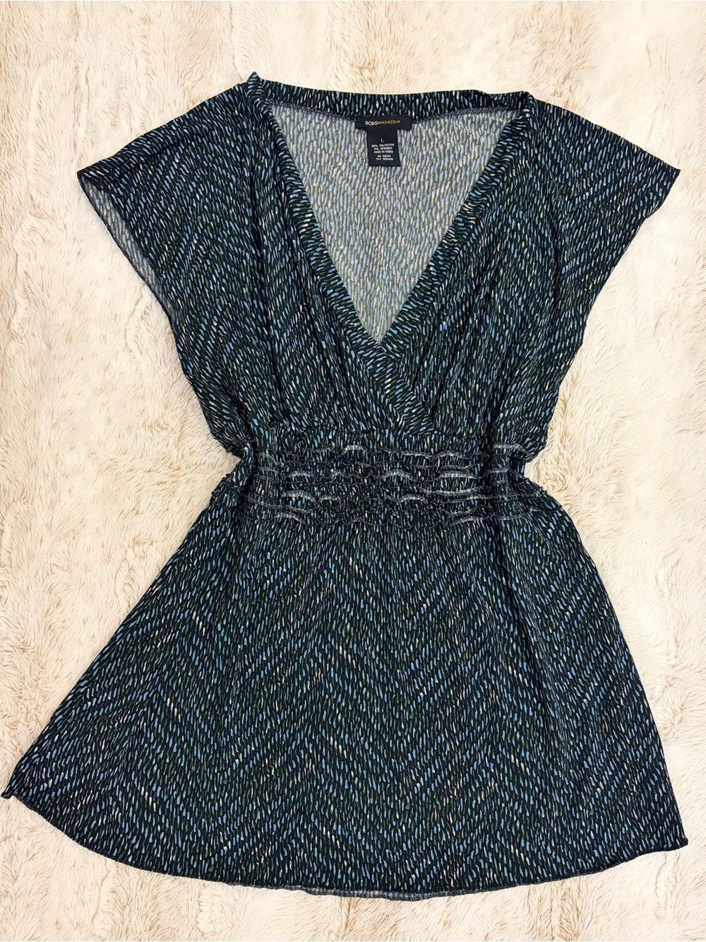 BCBG Max Azria Y2K Babydoll Tunic Top L Fairycore Indie Sleaze Whimsigoth Boho